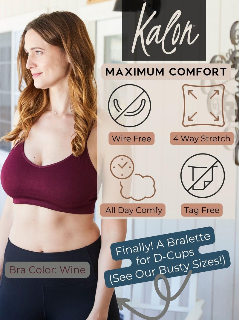 Kalon Womenâ€™s 4 Pack Demi Padded Bralette Wireless Comfortable Bra (M/L Busty, Dark Vintage) - Image 5